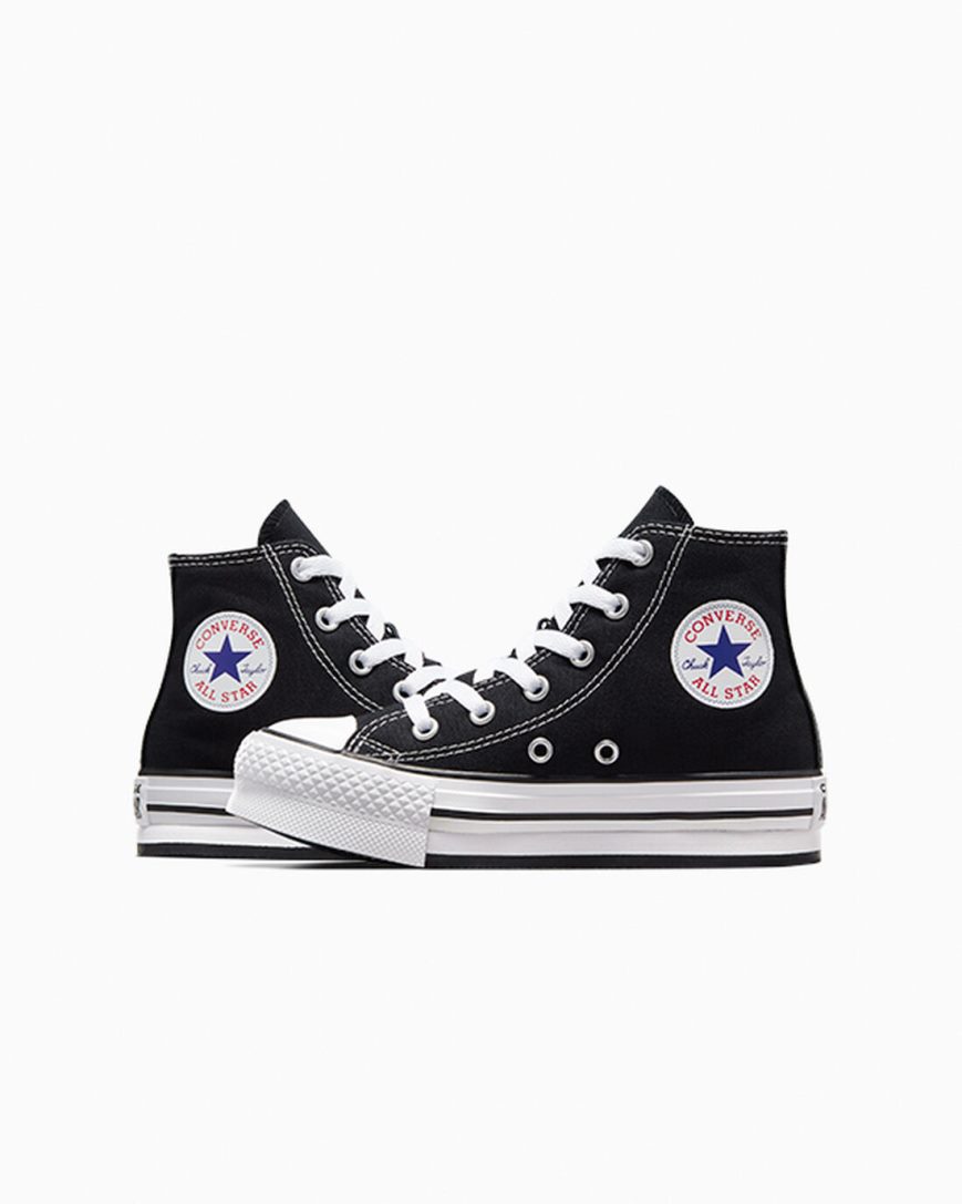 Sapatos Plataforma Converse Chuck Taylor All Star Lift Cano Alto Menina Pretas Branco Pretas | PT Q03P48T